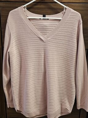 Hilary Radley Pale Pink V-Neck Women’s Sweater